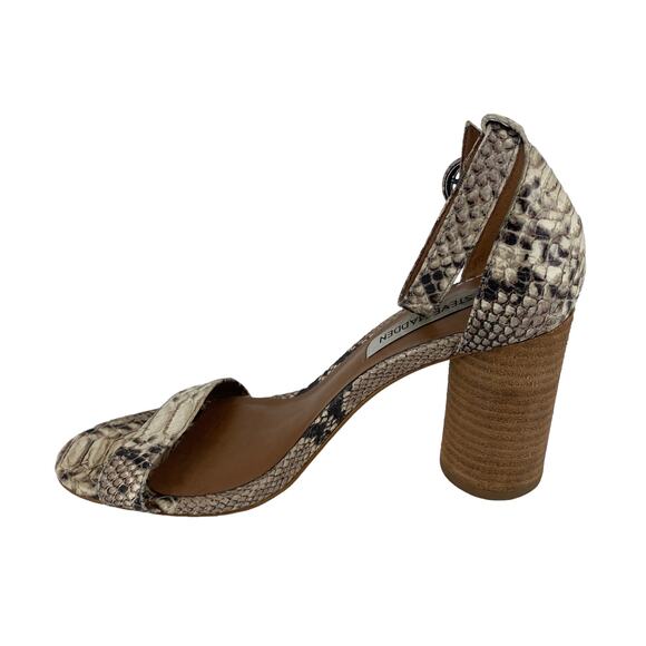 Women's STEVE MADDEN Size 6 Sara Faux Snakeskin Ankle Strap High Heel Sandals - Picture 2 of 13